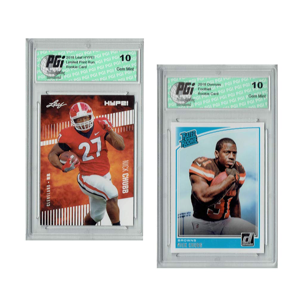 Nick Chubb 2018 Rookie Cards 2-Pack Donruss #308 Leaf HYPE! #9 PGI 10