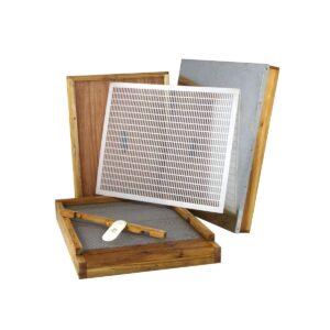 hoover hives 10 frame langstroth beehive parts kit dipped in 100% beeswax includes telescoping top cover, oval bee escape, inner cover, screened bottom board, entrance reducer& queen excluder