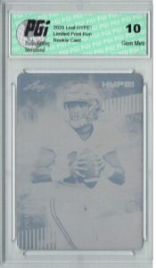 tua tagovailoa 2020 leaf hype! #29a 1/1 printing plate yellow rookie card pgi 10