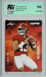 tua tagovailoa 2020 leaf hype! #29 red the #1 of 5 rookie card pgi 10