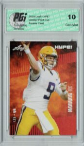 joe burrow 2020 leaf hype! #30a red the #1 of 5 rookie card pgi 10