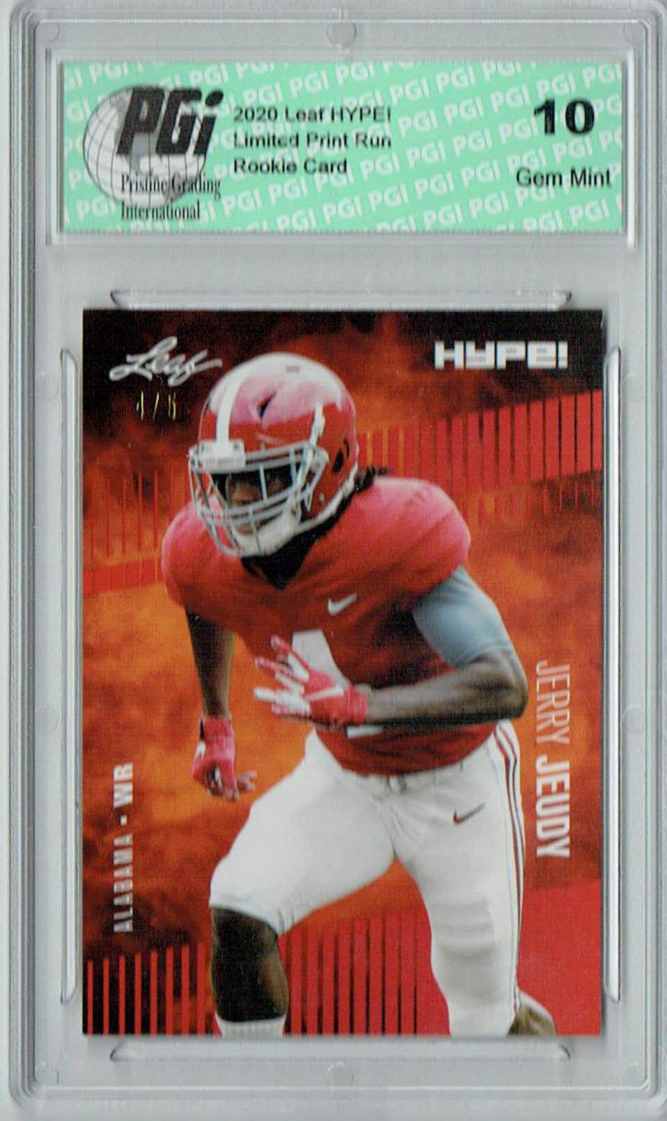 Jerry Jeudy 2020 Leaf HYPE! #31 Red Jersey #4/5 Rookie Card PGI 10