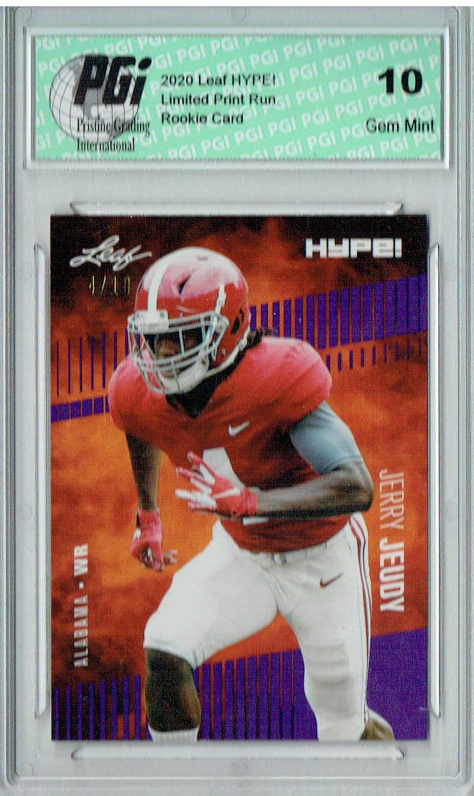 Jerry Jeudy 2020 Leaf HYPE! #31 Purple Jersey #4/10 Rookie Card PGI 10