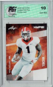 sony michel 2018 leaf hype! #7a white blank back 1 of 1 rookie card pgi 10