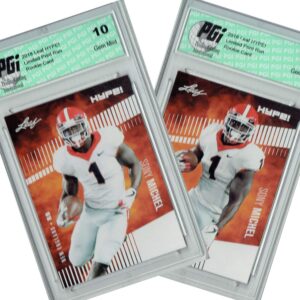 Sony Michel 2018 Leaf HYPE! #7 2 Card Lot Rookie Card PGI 10