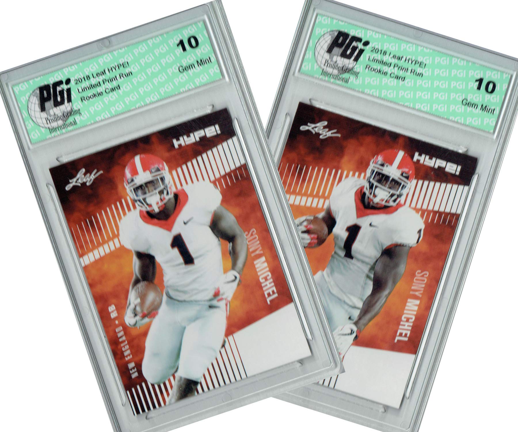 Sony Michel 2018 Leaf HYPE! #7 2 Card Lot Rookie Card PGI 10