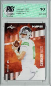 justin herbert 2020 leaf hype! #27 only 5000 made rookie card pgi 10