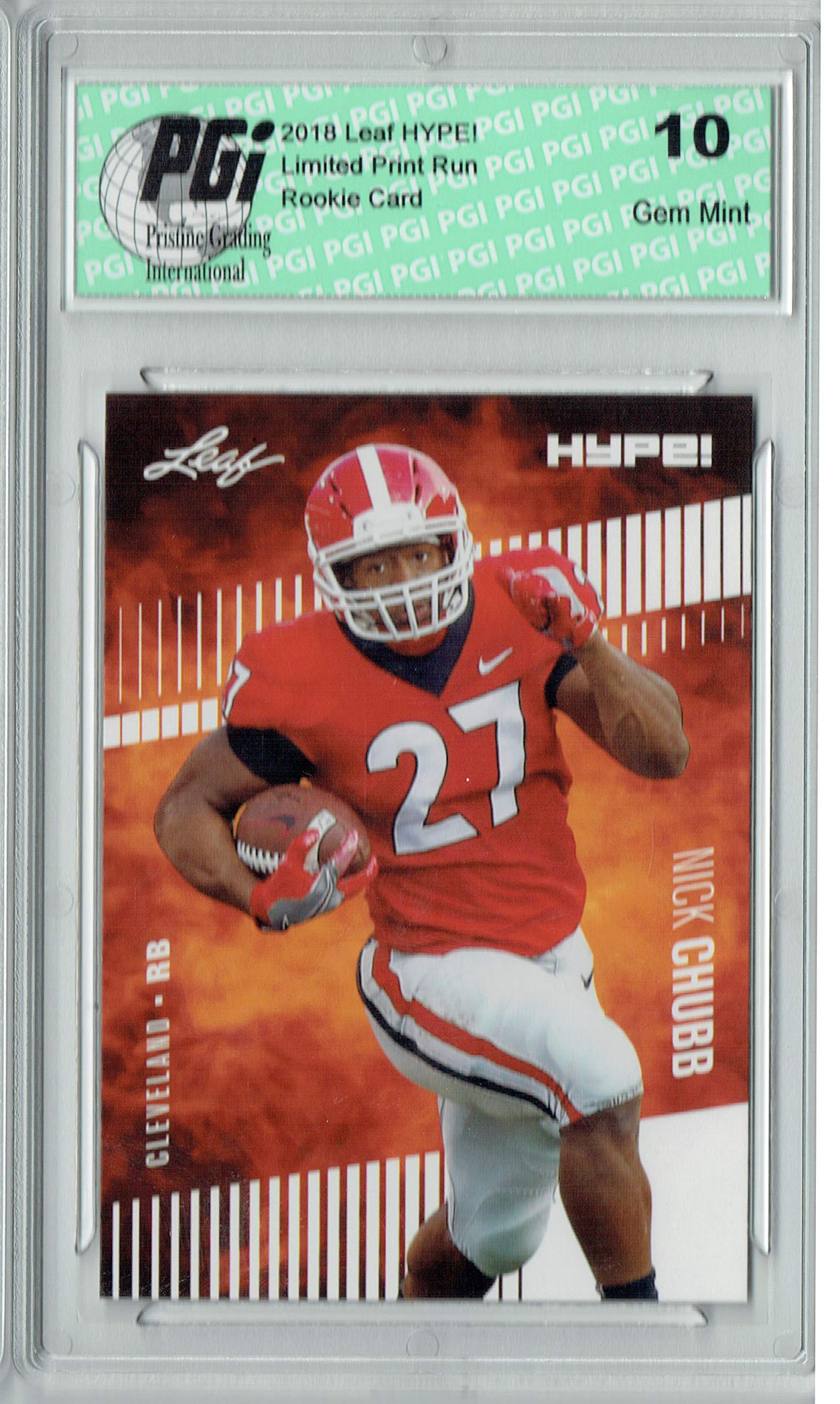 Nick Chubb 2018 Leaf HYPE! #9-10) Rookie Card Lot, All Graded PGI 10