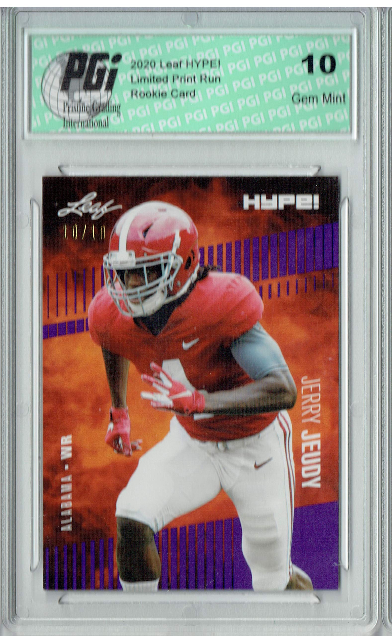 Jerry Jeudy 2020 Leaf HYPE! #31 Purple SP, Just 10 Made Rookie Card PGI 10