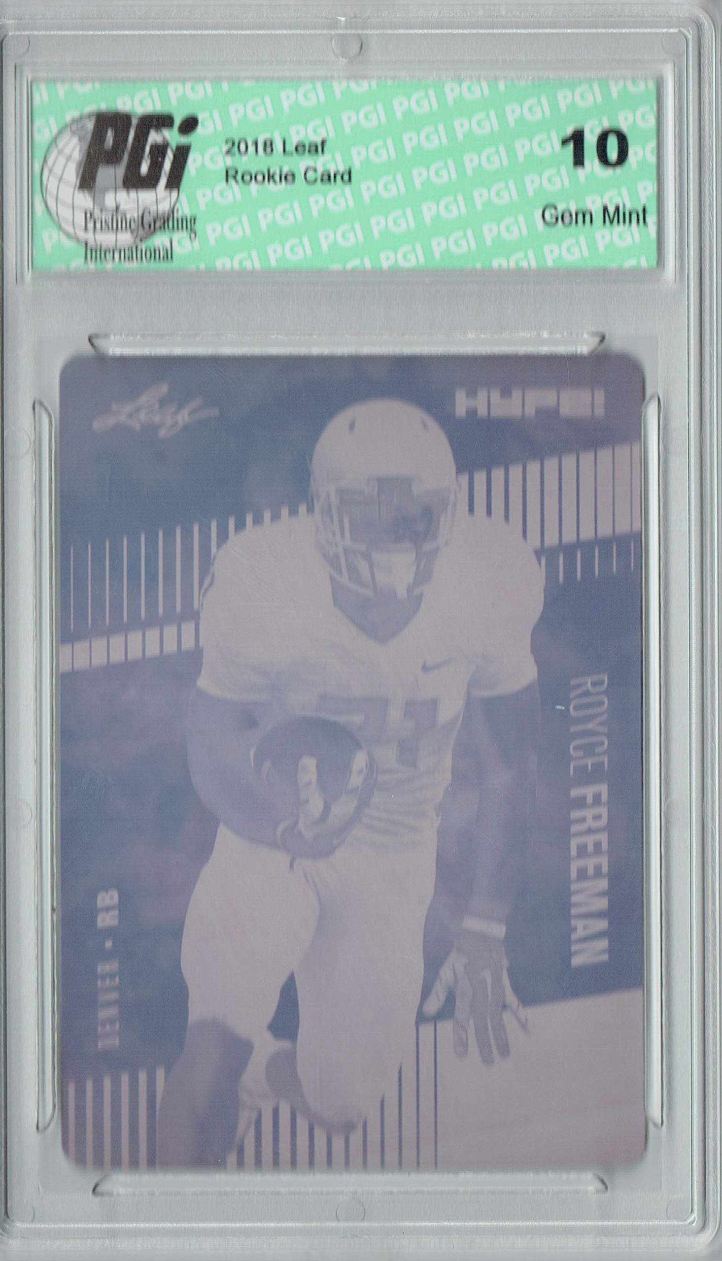 Royce Freeman 2018 Leaf HYPE! #13 Rare Magenta Plate 1 of 1 Rookie Card PGI 10