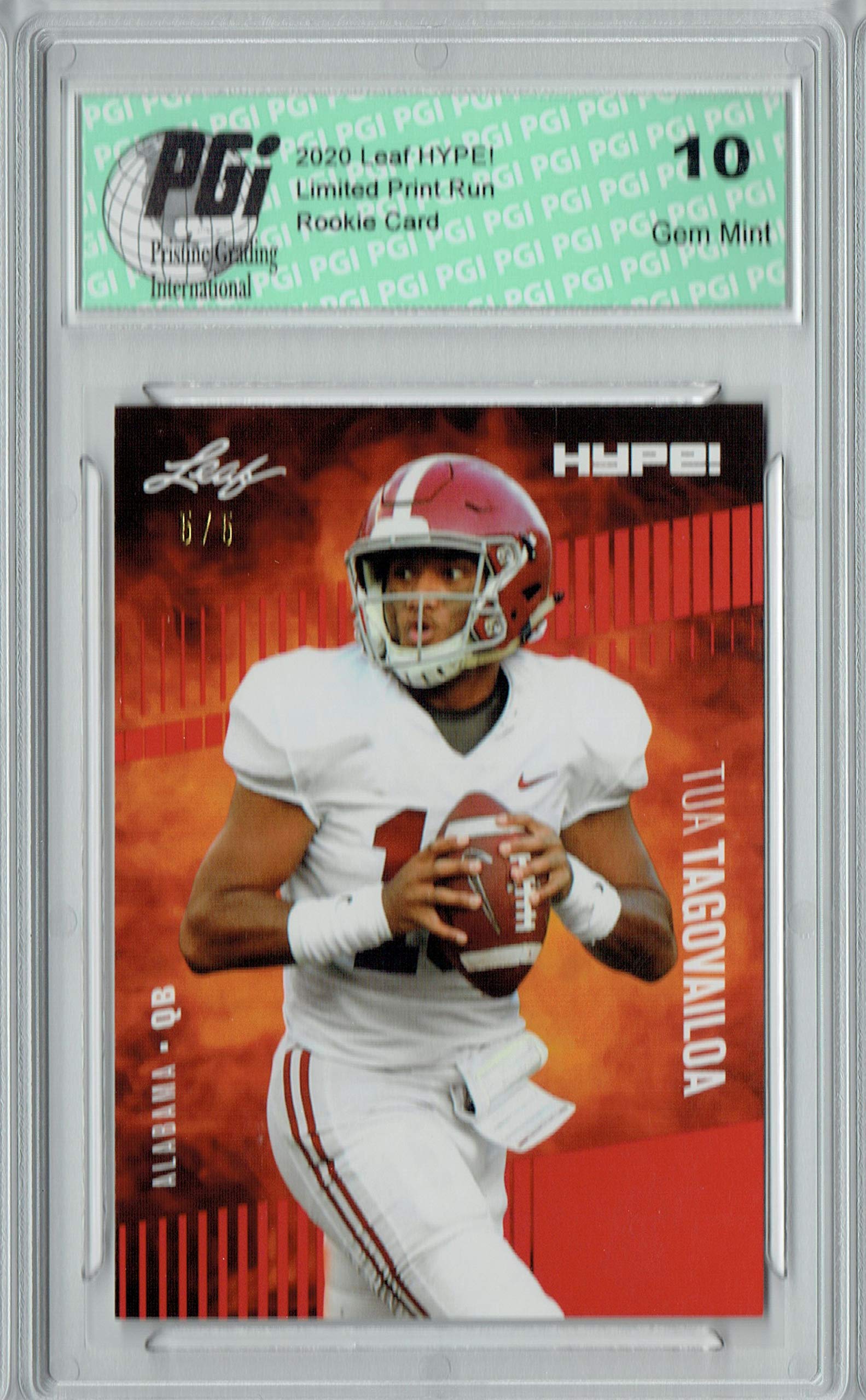 Tua Tagovailoa 2020 Leaf HYPE! #29a Red SP, Limited to 5 Made Rookie Card PGI 10