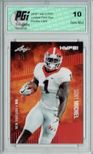 sony michel 2018 leaf hype! #7 red blank back 1 of 1 rookie card pgi 10