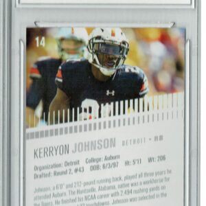 Kerryon Johnson 2018 Leaf HYPE! #14 Masterpiece True 1 of 1 Rookie Card PGI 10