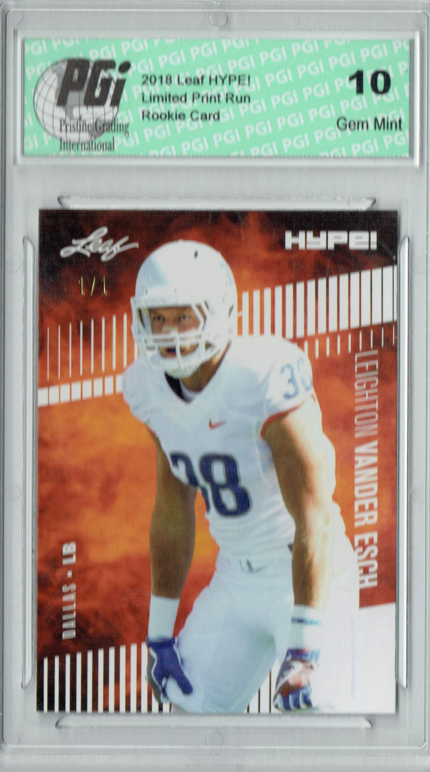 Leighton Vander Esch 2018 Leaf HYPE #16 White Blank Back 1/1 Rookie Card PGI 10