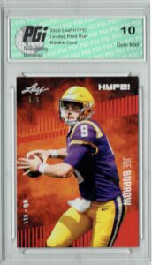 joe burrow 2020 leaf hype! #30 red sp, limited to 5 made rookie card pgi 10