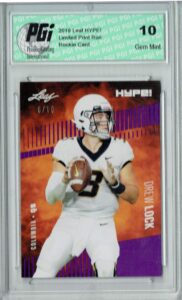 drew lock 2019 leaf hype! #19 jersey #8 of 10 rookie card pgi 10