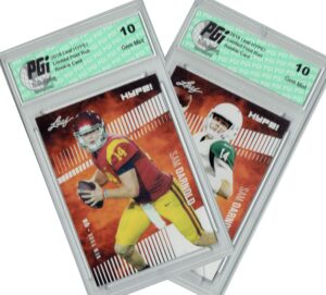 sam darnold 2018 leaf hype! #4 2 card lot rookie card pgi 10