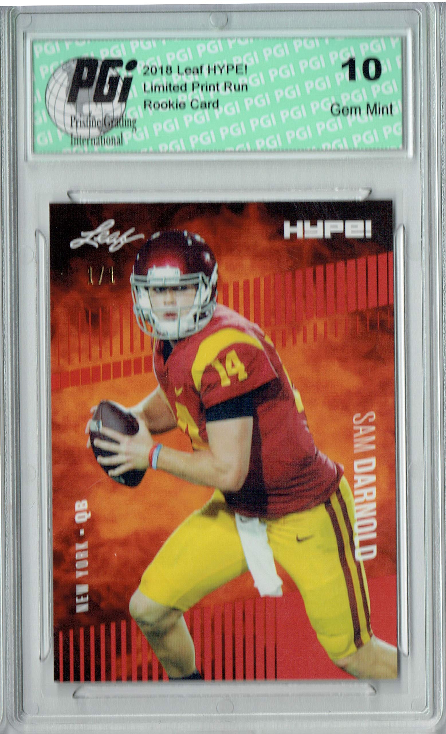 Sam Darnold 2018 Leaf HYPE! #4 Red Blank Back 1 of 1 Rookie Card PGI 10