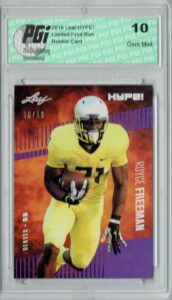 royce freeman 2018 leaf hype! #21 purple sp, just 10 made rookie card pgi 10