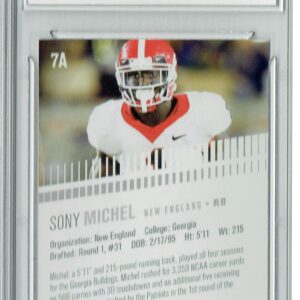 Sony Michel 2018 Leaf HYPE! #7A Masterpiece True 1 of 1 Rookie Card PGI 10