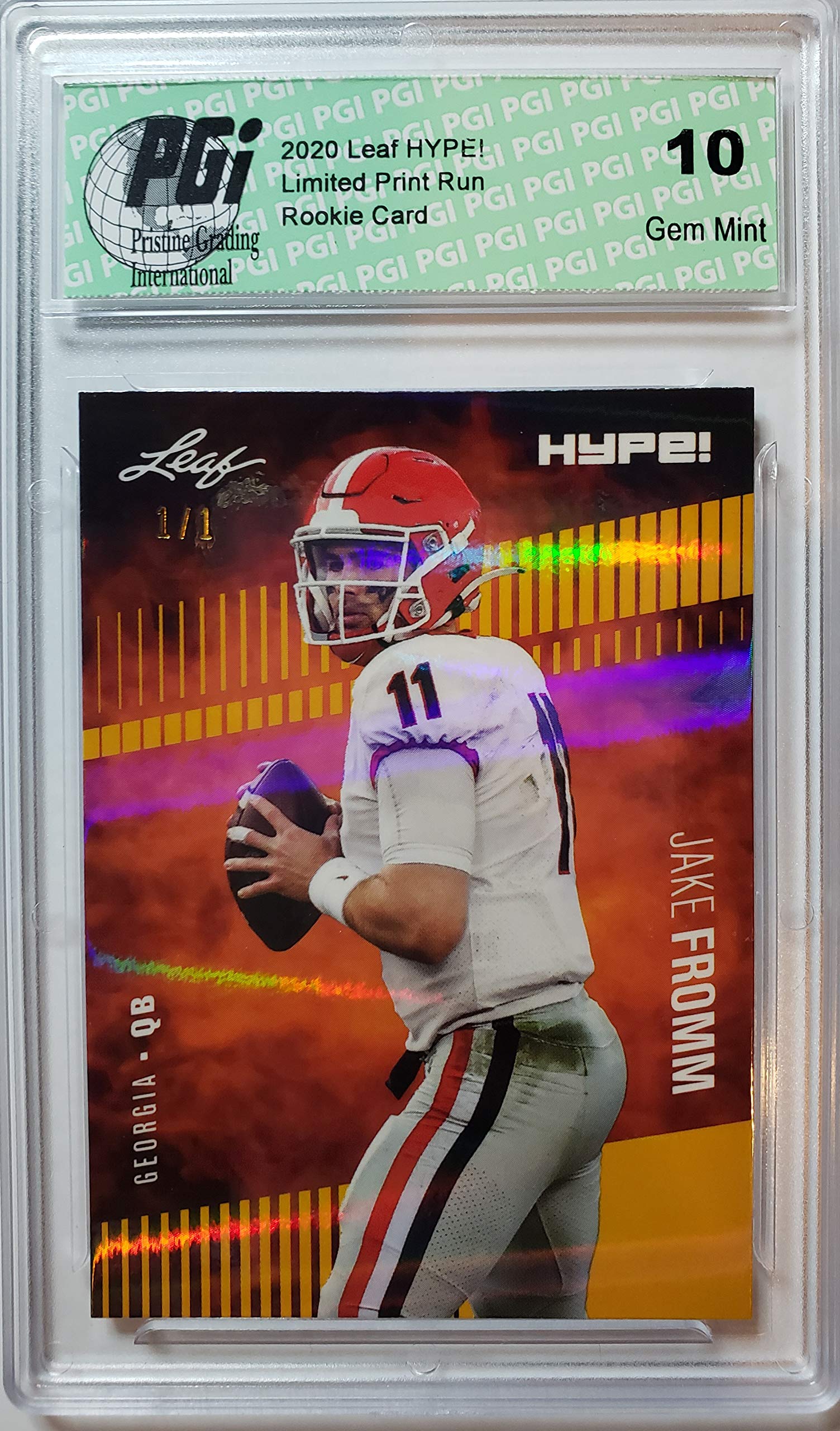 Jake Fromm 2020 Leaf HYPE! #34 Gold Shimmer 1/1 Rookie Card PGI 10