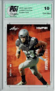 phillip lindsay 2018 leaf hype! #12 orange blank back 1 of 1 rookie card pgi 10