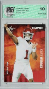 kyler murray 2019 leaf hype! #22 red sp, limited to 5 made rookie card pgi 10