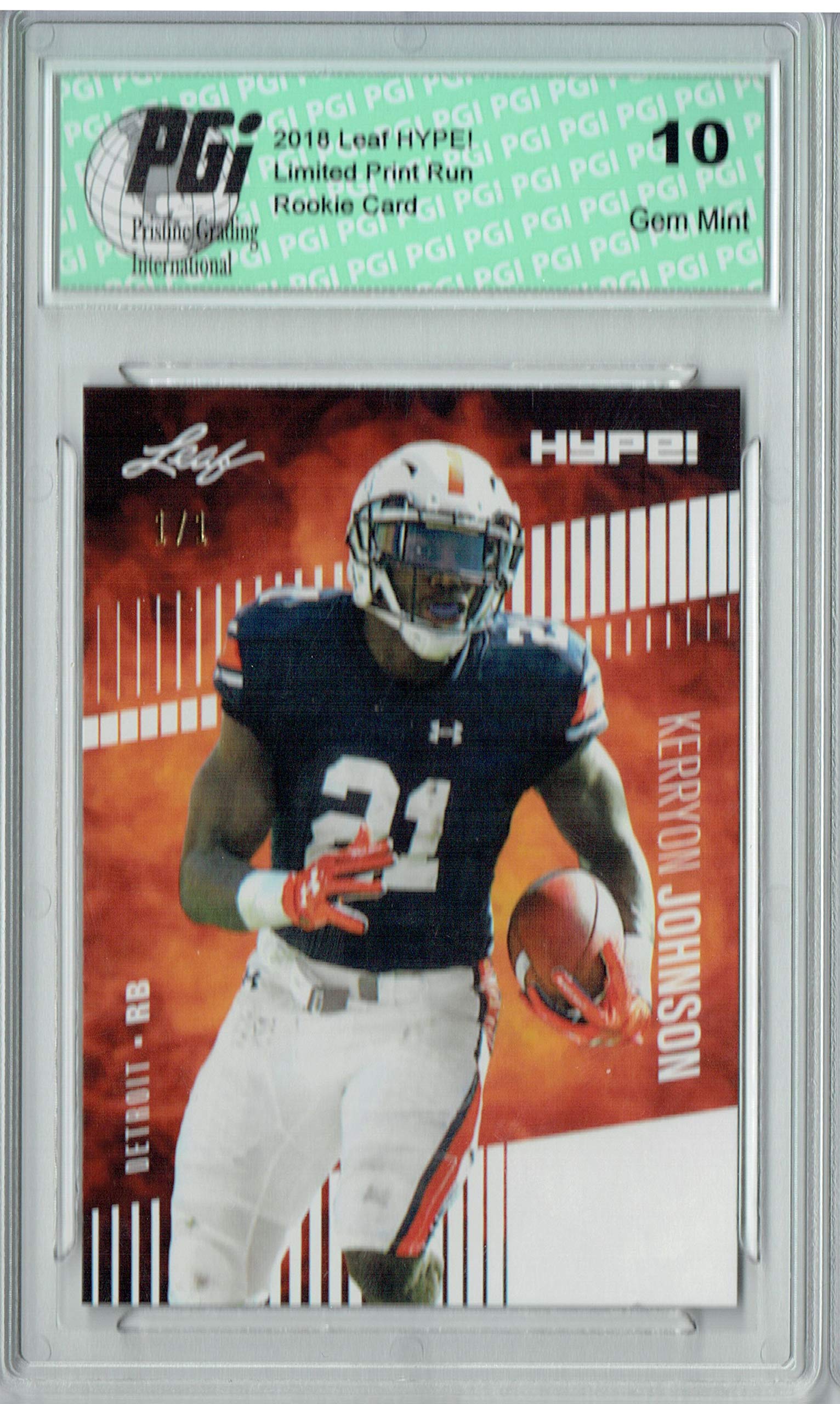 Kerryon Johnson 2018 Leaf HYPE! #14 White Blank Back 1 of 1 Rookie Card PGI 10