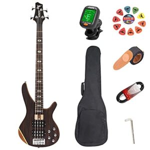 Electric Bass Guitar 5 Strings Full Size P Bass Beginner Kit Black for Starter with Gig Bag, Guitar Strap, and Guitar Cable