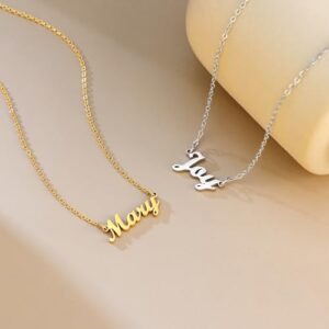 SANNYRA Mia Name Necklace Personalized 18K Real Gold Plated Customized Nameplate Necklace Jewelry Gifts for Women