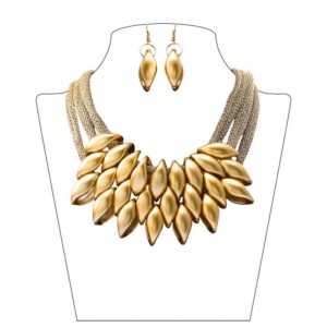 Barode African Bib Choker Necklaces Gold Statement Necklace Collar Chunky Choker National Tribal Necklace Jewelry for Women(Gold)