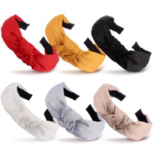 TOBATOBA Knotted Satin Headbands Pack - Cute Top Knot No Slip Headbands for Women, Girls Hair Accessories