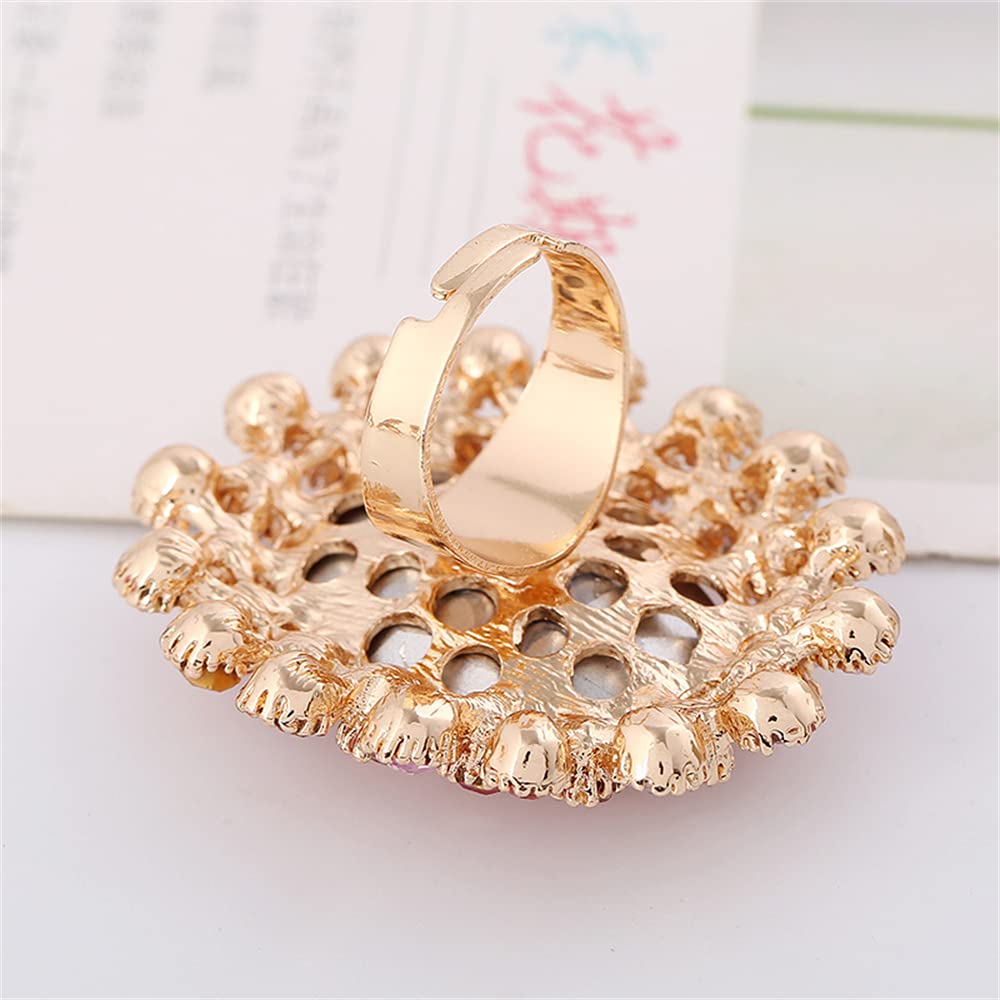 Vintage Big CZ Statement Ring for Women Antique Mosaic Crystal Expandable Adjustable Open Wrap Engagement Wedding Cocktail Party Rings Comfort Fit Art Deco Jewelry