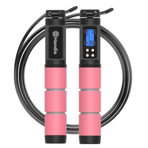 jump rope, h handio jump rope with counter, workout jumping rope with steel ball bearings, adjustable length speed skipping rope for men women kids home gym, crossfit, fitness exercise