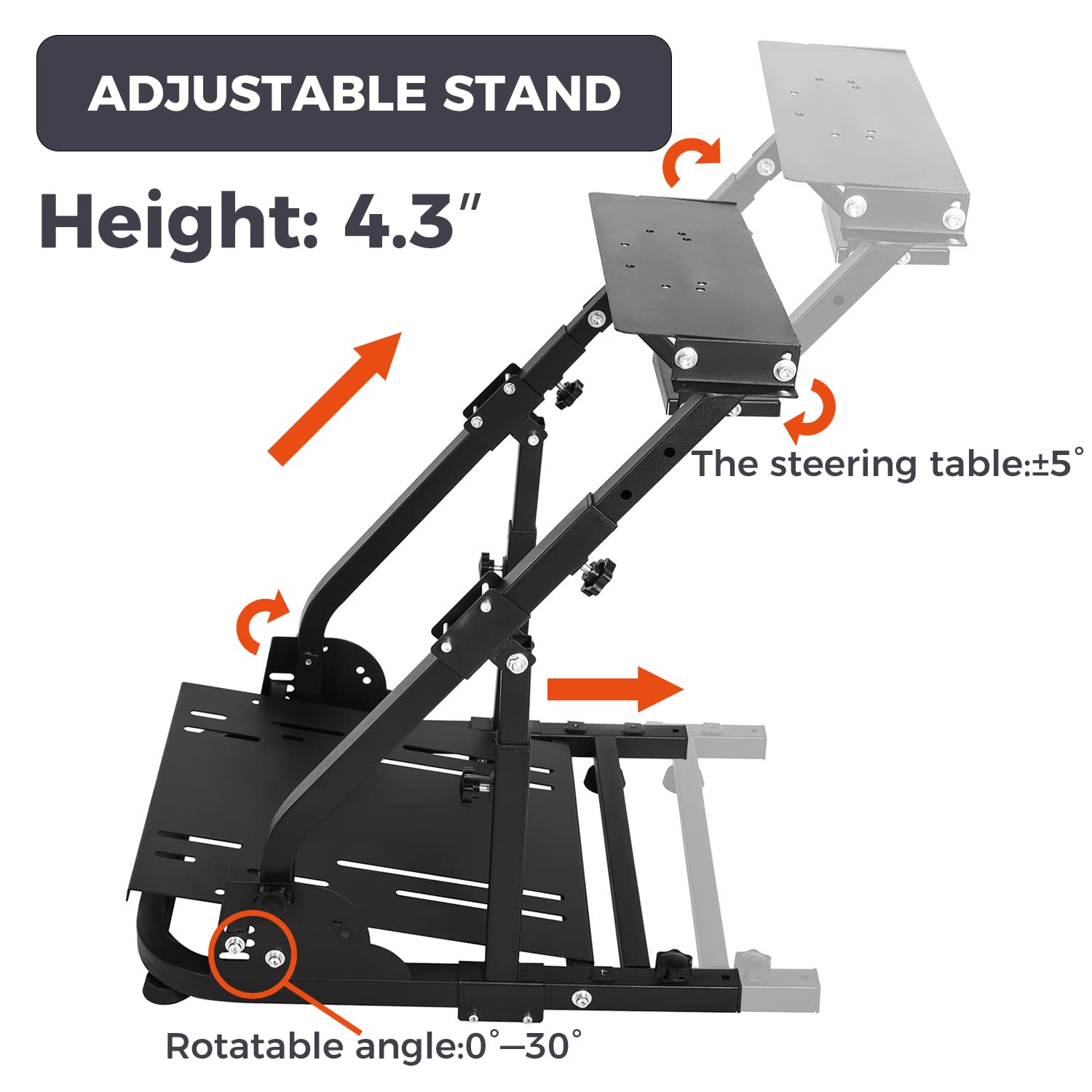 Hottoby G920 Racing Steering Wheel Stand Foldable & Reinforcement Bar Fit for Logitech/Thrustmaster G25 G29 G923 T300RS T80 T150,Driving Simulator Frame Adjustable,No Steering Wheel,Pedals & Handbrake