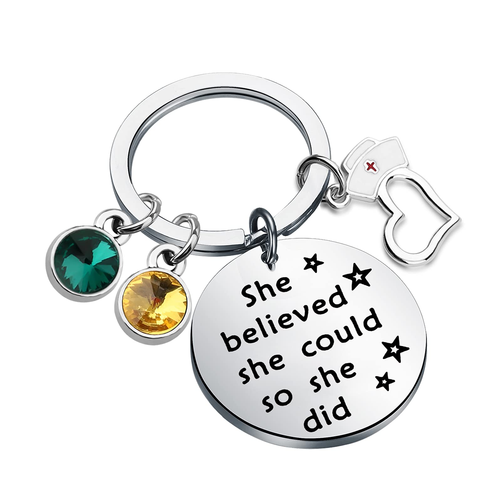 BAUNA Chi Eta Phi Keychain Chi Eta Phi Registered Nurse Jewelry Inspirational Student Nurses Keychain (Chi Eta Phi Keychain)