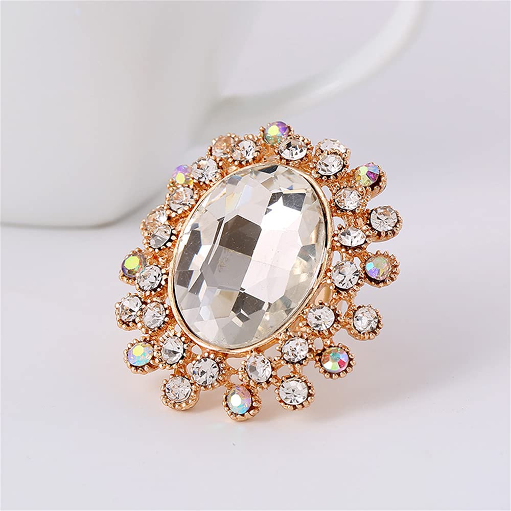 Vintage Big CZ Statement Ring for Women Antique Mosaic Crystal Expandable Adjustable Open Wrap Engagement Wedding Cocktail Party Rings Comfort Fit Art Deco Jewelry