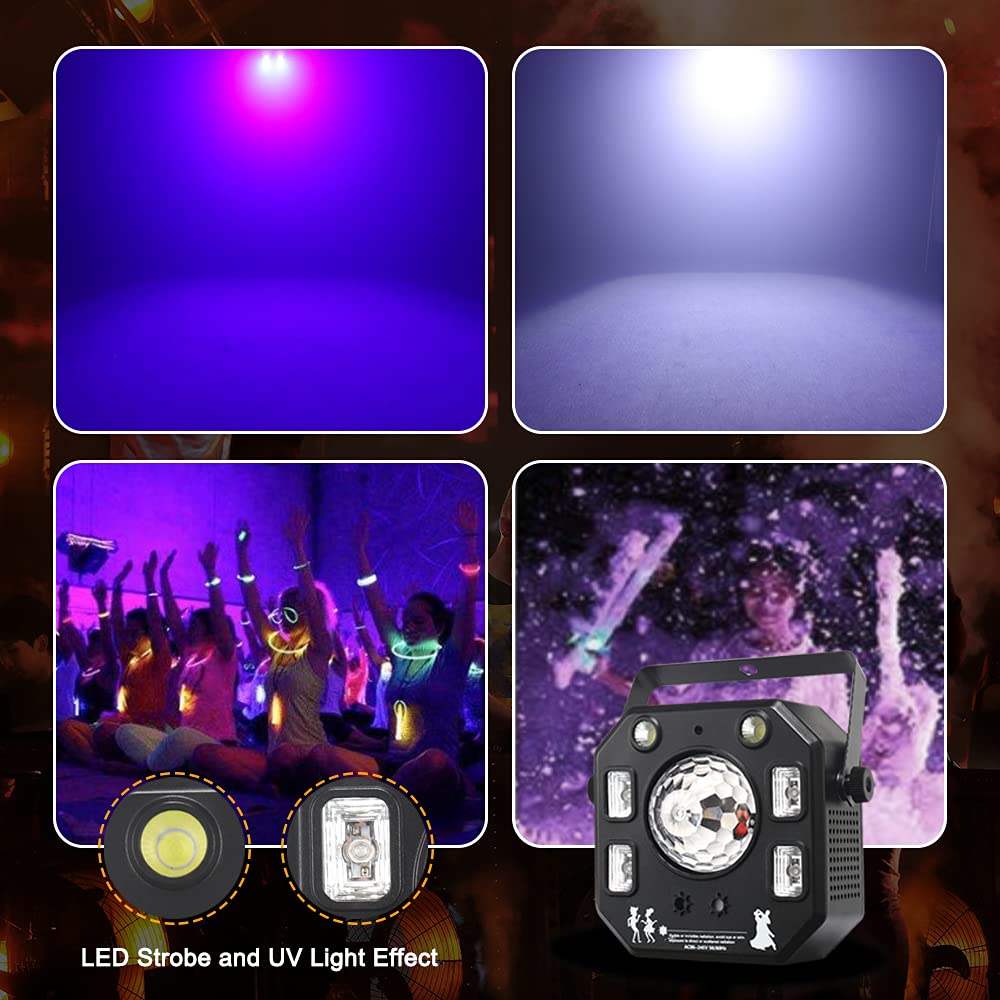 Disco Light Party Light, Eyeshot Led DJ Lights 4 in 1 with Magic Kaleidoscope Ball, Led Patterns Strobe Light and Purple UV Light, Great for Stage & dj Lighting, Disco Club Party Church Lights