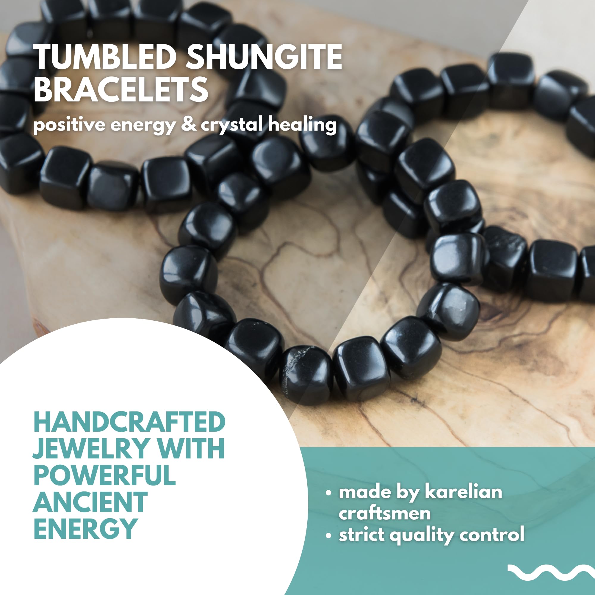 Shungite Wholesale Shungite Bracelets Set | Big Tumbled Bracelets Shungite Jewelry for Men and Women | Authentic Gemstone Jewelry | Crystal Healing and Protection High Positive Energy Bracelet S251