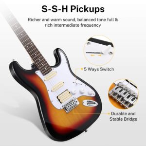 Donner DST-100S 39 Inch Full Size Electric Guitar Kit + Guitar Cable 10 ft