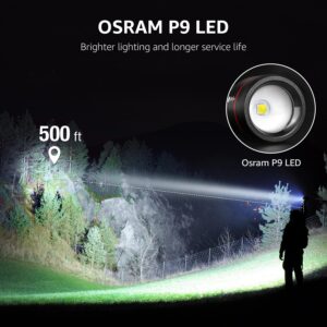 Lepro LED Tactical Flashlight, LE3000 High Lumen Streamlight Torch, 5 Lighting Modes, Zoomable, Water Resistant, Adopted by Osram P9 LED, Powered by AA Battery, for Camping, Running, Emergency