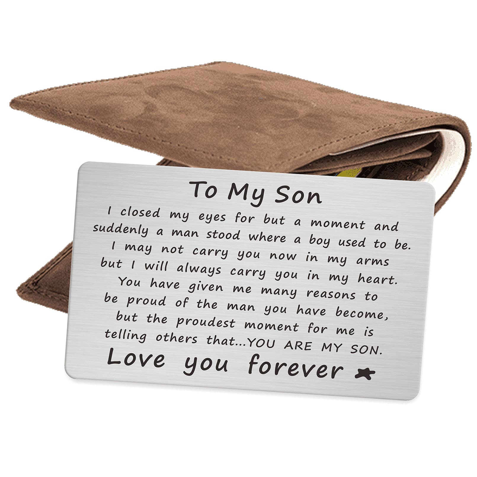 MXRSDF Son Gifts - Son Inspirational Engraved Wallet Card