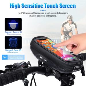 HUANLANG Bike Phone Mount Bag Bike Front Frame Top Tube Handlebar Bags Waterproof Bicycle Cell Phone Mount Case with Touch Screen Phone Holder for Bike Bag Shockproof,Bike Pouch for Phone Below 6.7"