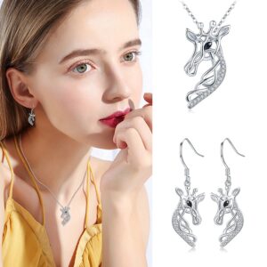 Giraffe Earrings 925 Sterling Silver Celtic Giraffe Dangle Drop Earrings Jewelry Gifts for Women Girls Girlfriend Birthday