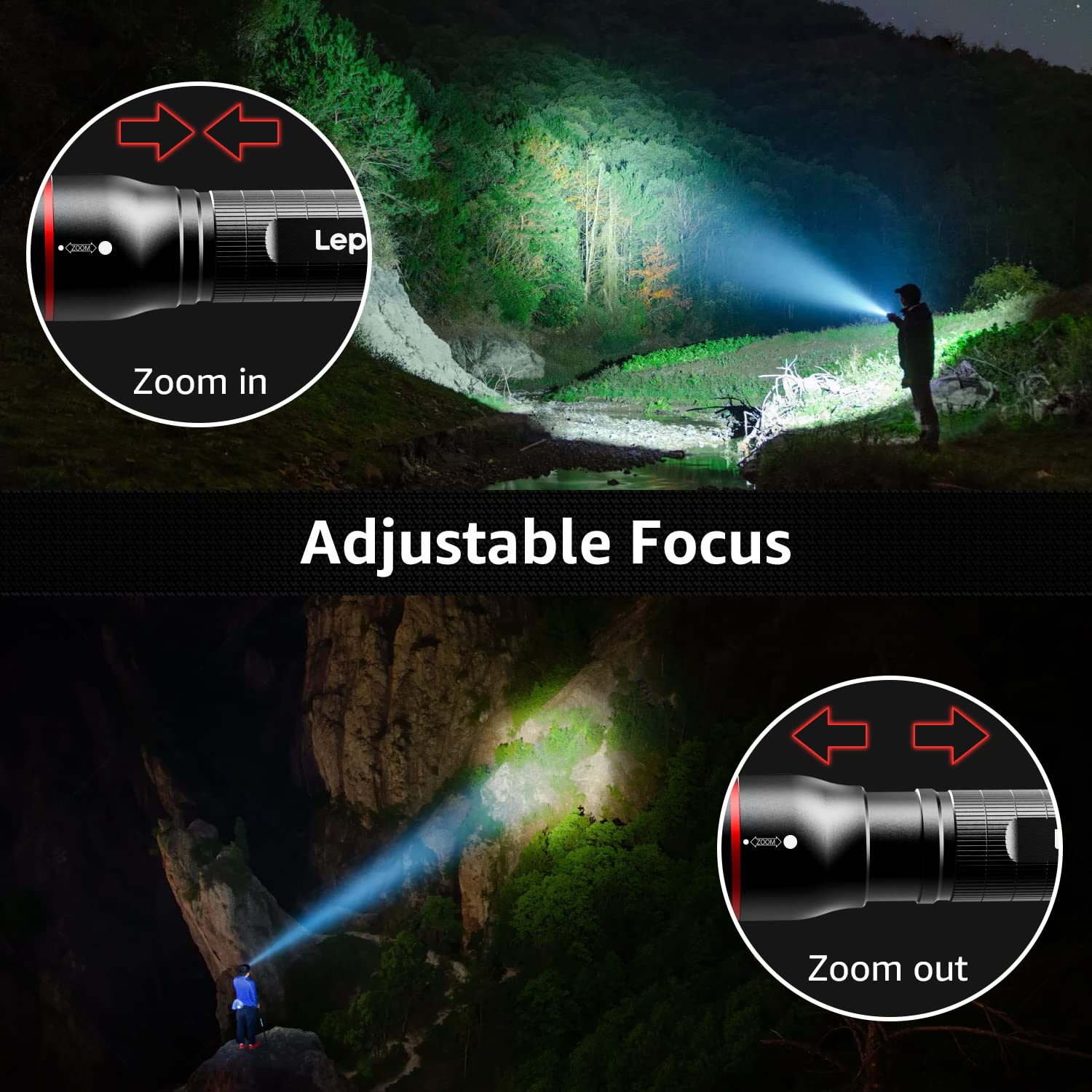 Lepro LED Tactical Flashlight, LE3000 High Lumen Streamlight Torch, 5 Lighting Modes, Zoomable, Water Resistant, Adopted by Osram P9 LED, Powered by AA Battery, for Camping, Running, Emergency