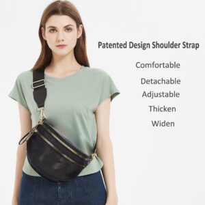 Crossbody Bags for Women Nylon Cross Body Travel Shoulder Handbags Lady Chest Purses Light Sling Backpack - Black