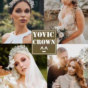 Yovic Baroque Wedding Crowns Gold Rhinestone Bridal Crown and Tiara Crystal Bride Crown Prom Costume Party Hair Accessorise for Women and Girls(F)