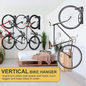 Bike Rack for Garage Wall Mount 2 Pack Vertical Bike Hooks Bicycle Hanging Hooks for Indoor Storage with Non-reversible Hooks