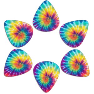 Renewold Tie-dye Cool Guitar Picks 6 Pack Picks Medium Picks Gift for Teen Girls Women Men Boys Guitarists For Acoustic Electric Bass Guitars Durable