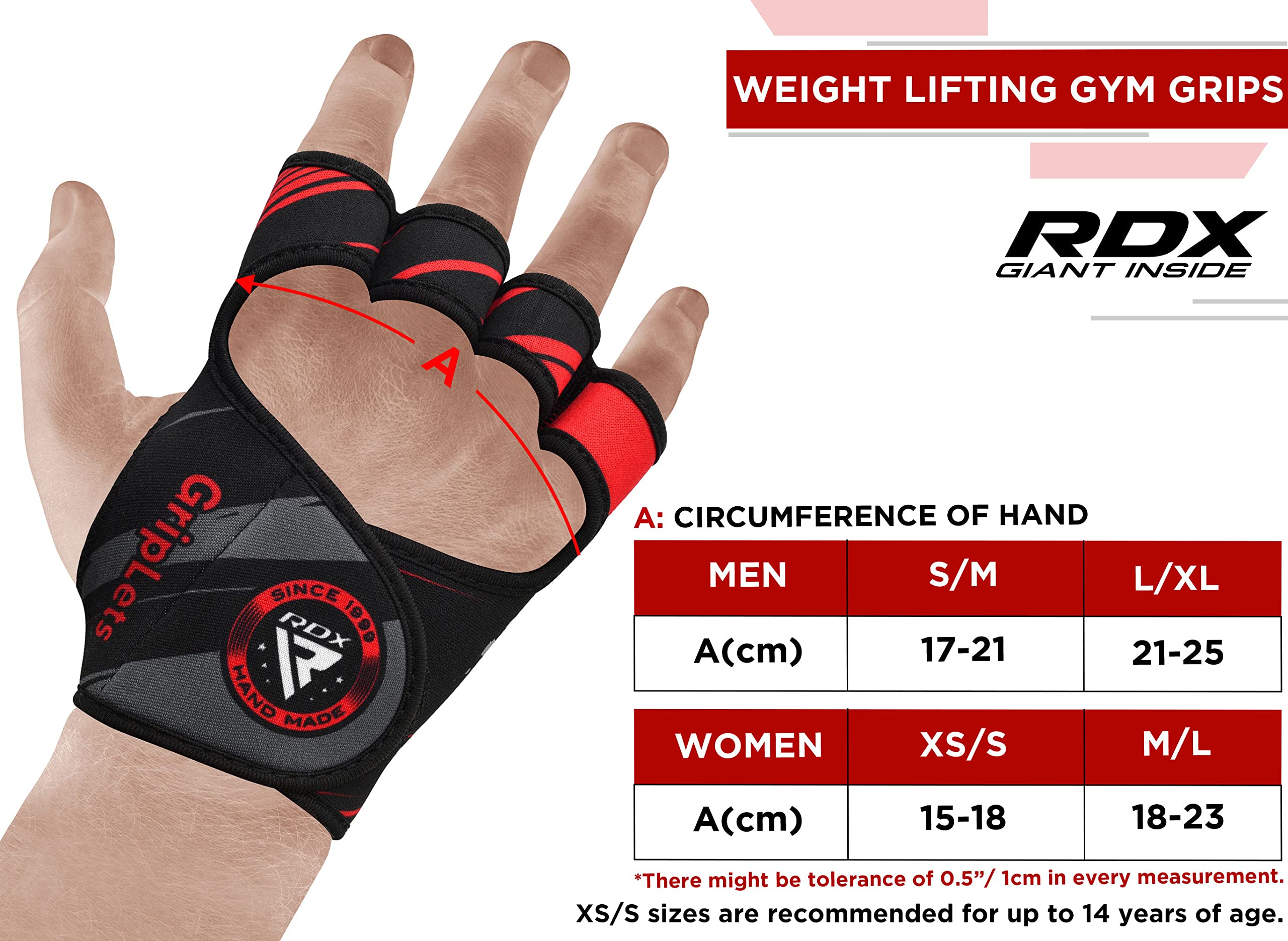 RDX Weight Lifting Gloves Grips, Workout Gym Fitness, Ventilated Anti-Slip Open Back Gripper, Deadlift Strength Training HIIT Exercise, Women Men Rowing Cycling Hanging Climbing Gymnastics Pull Ups